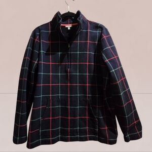 Talbots Black Plaid Jacket with Red and Green Accents